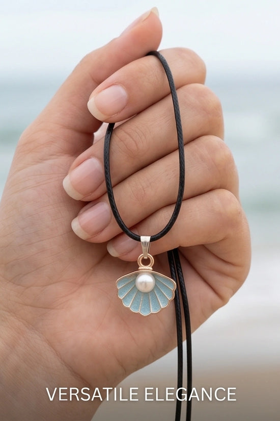 Gold and Turquoise Seashell Pearl Necklace