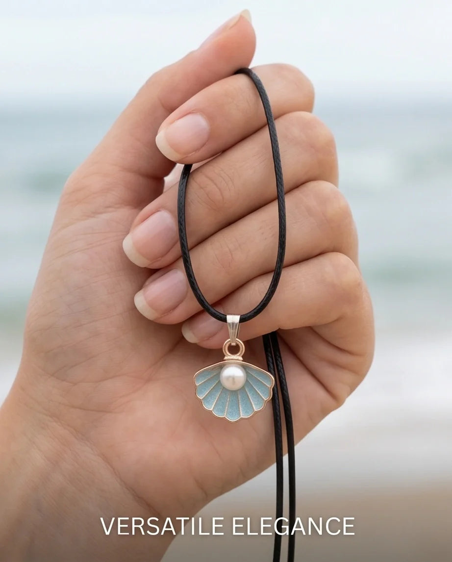 Gold and Turquoise Seashell Pearl Necklace