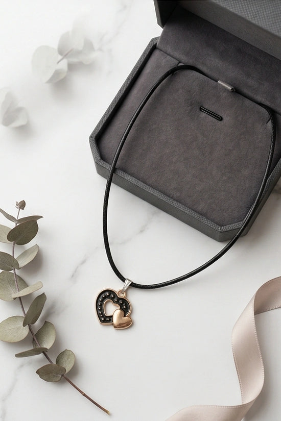 Gold and Black Layered Heart Necklace