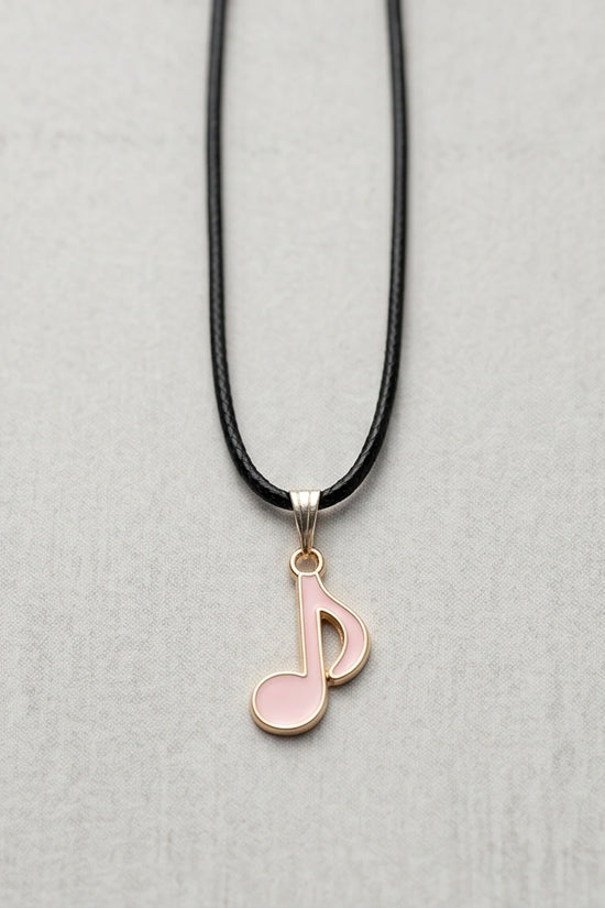 Gold and Pink Eighth Note Necklace