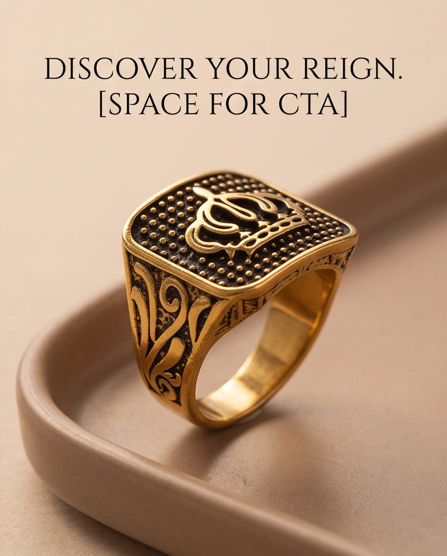 Aureate Crown Cushion Signet Ring