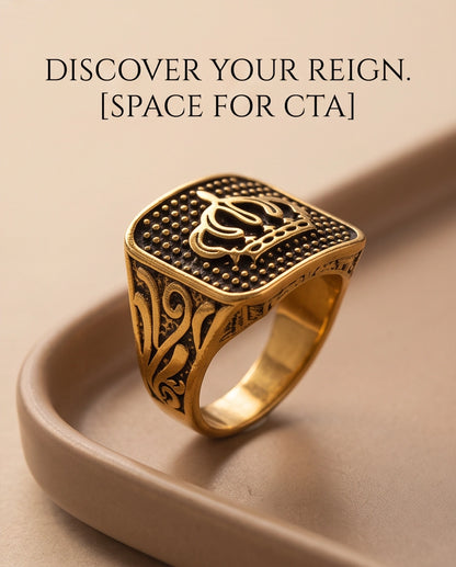 Aureate Crown Cushion Signet Ring