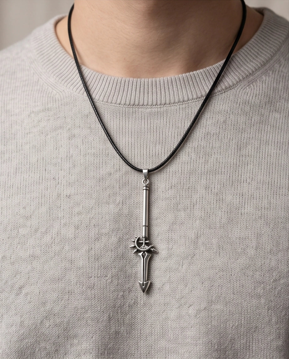 Spiked Crescent Spearhead Pendant Necklace