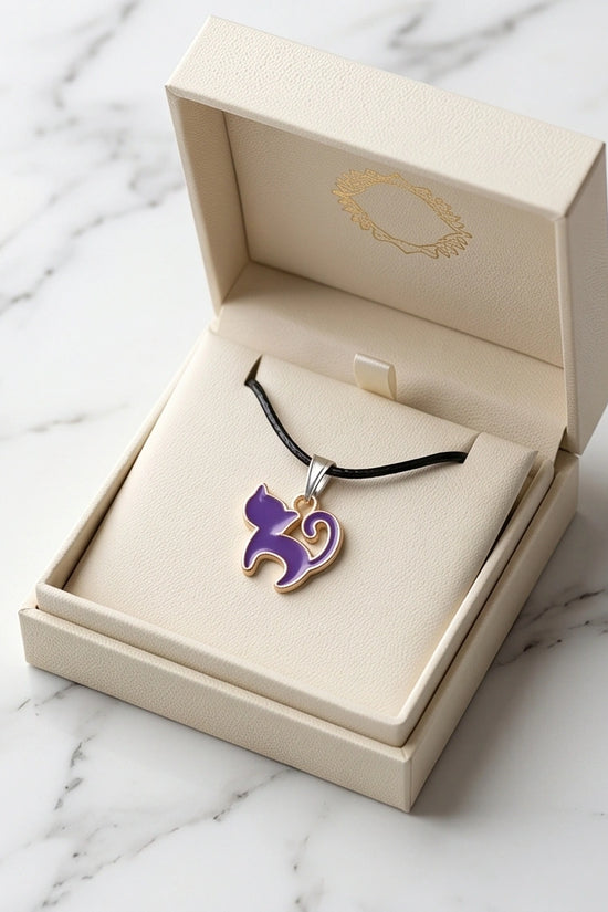 Playful Purple Cat Pendant