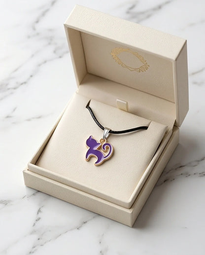 Playful Purple Cat Pendant