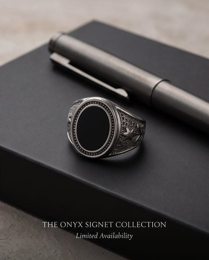 Celestial Oval Cabochon Starry-Night Stippled Silver Ring