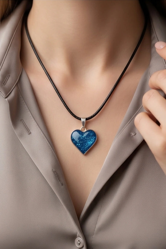 Ocean Sparkle Heart Pendant