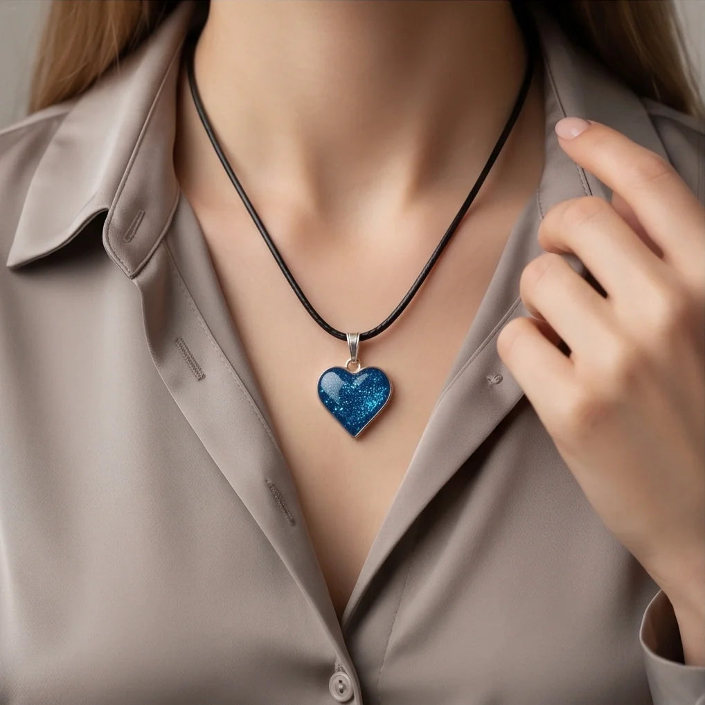 Ocean Sparkle Heart Pendant