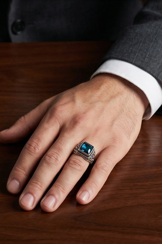 Midnight Cerulean Silver Signet Ring