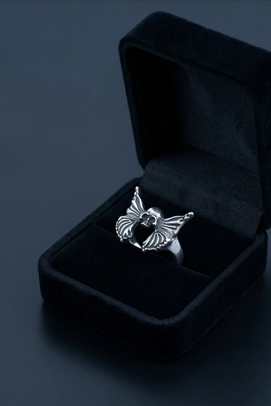 Gothic Sterling Silver Skull Butterfly Ring