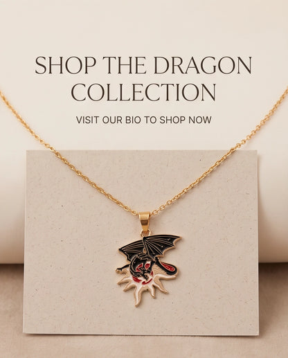 Gold Celestial Sun Dragon Enamel Pendant Necklace