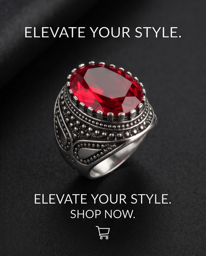 Ruby Gemstone Crown Prong Bezel Teardrop Filigree Silver Ring