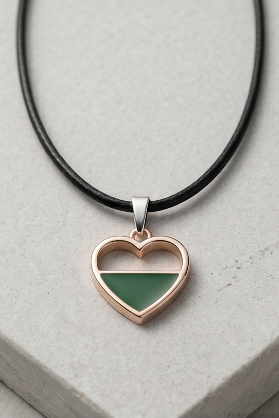 Gold and Green Geometric Heart Necklace