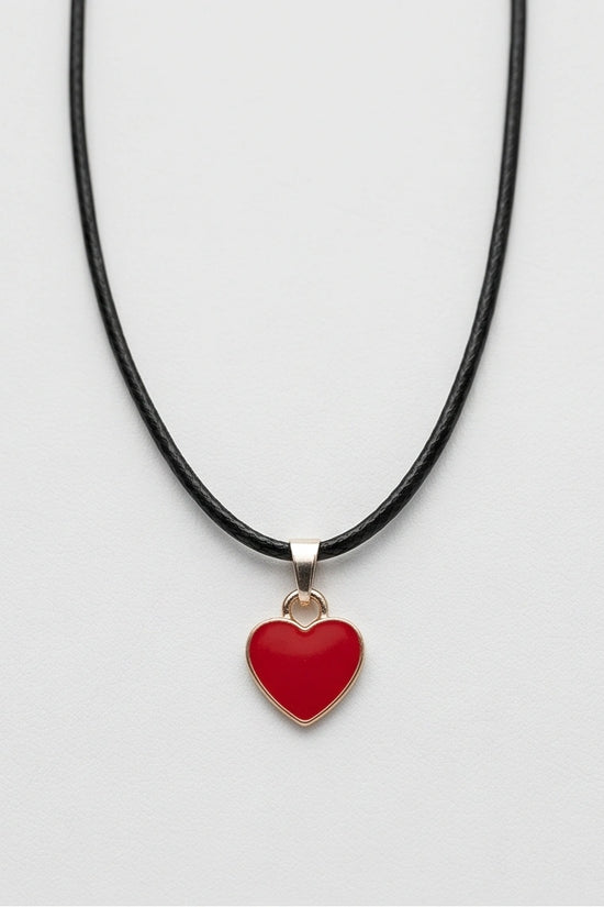 Gold and Red Classic Heart Necklace