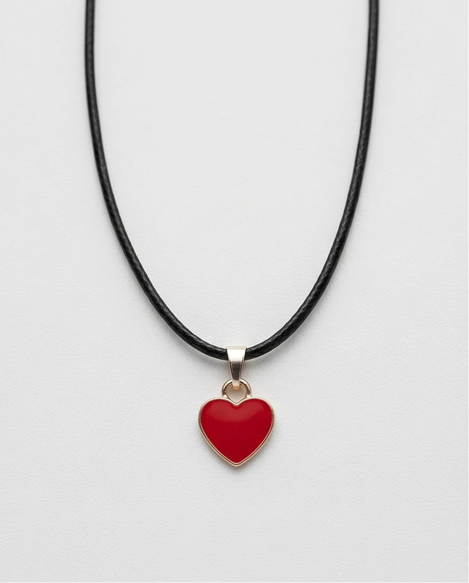 Gold and Red Classic Heart Necklace