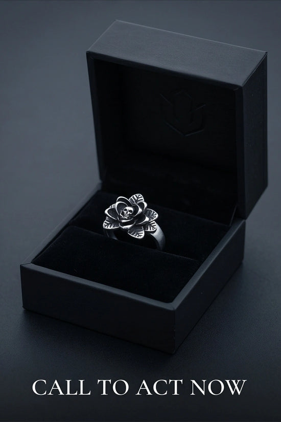 Gothic Sterling Silver Skull Rose Ring