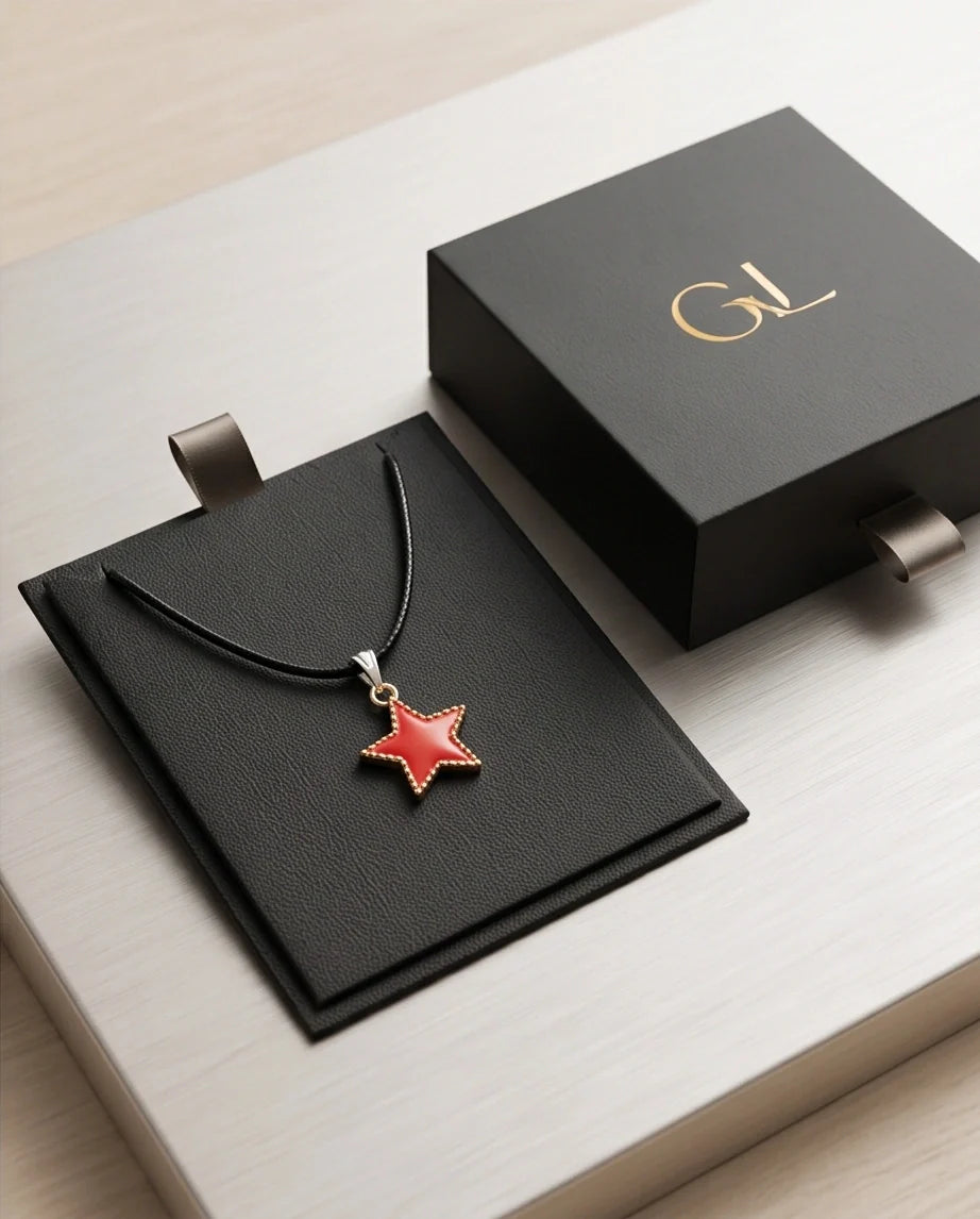 Vibrant Red Star Enamel Pendant Necklace