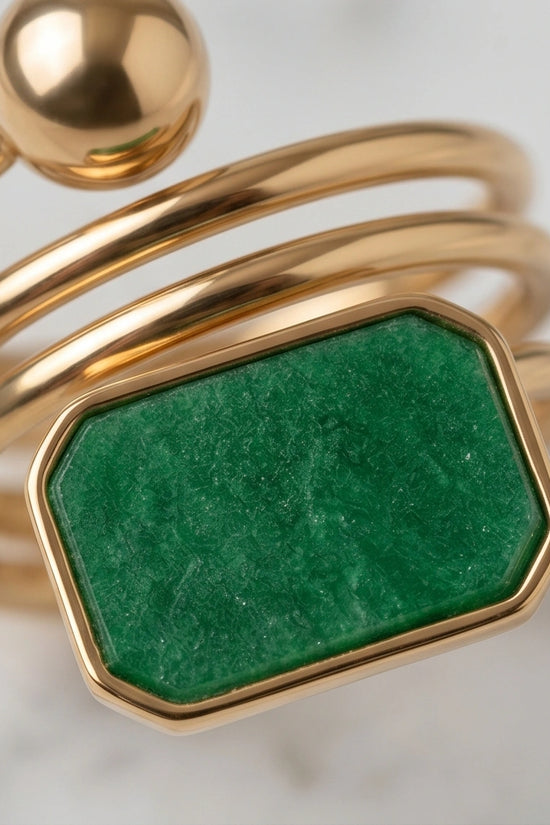 Golden Malachite Orbital Statement Ring