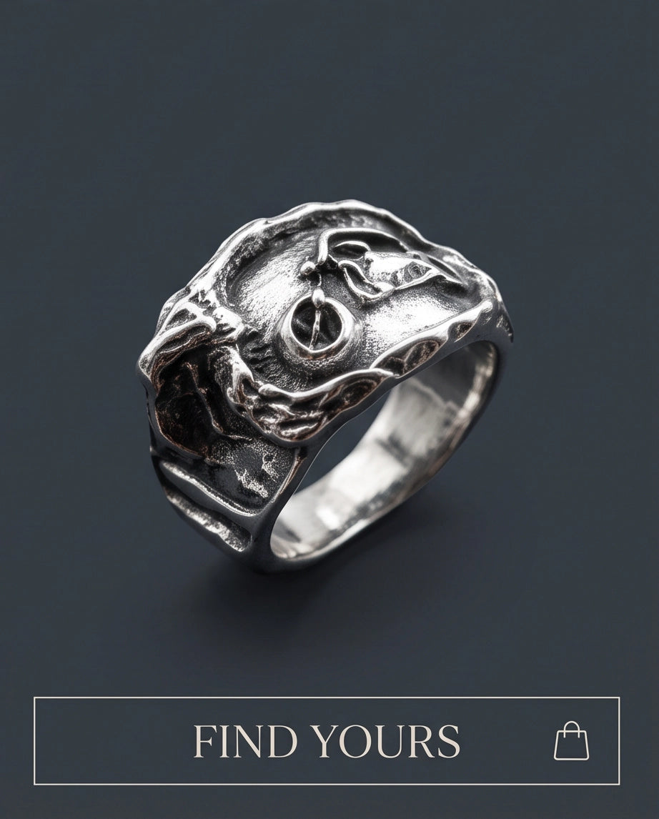 Sculptural Motorcycle Oxidized Silver Ring