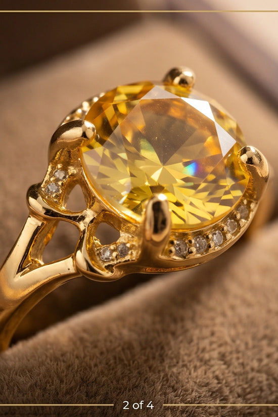 Golden Solis Citrine Filigree Ring