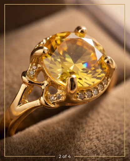 Golden Solis Citrine Filigree Ring