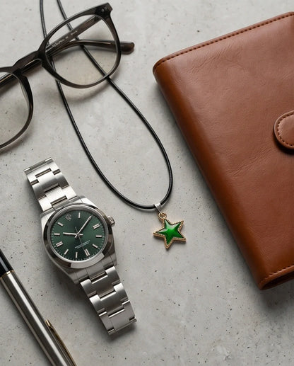 Gold and Green Star Pendant Necklace