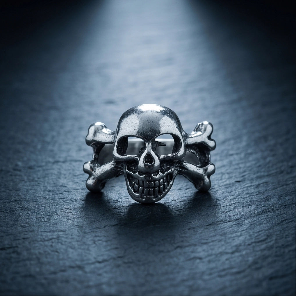 Jolly Roger Crossbones Skull Ring