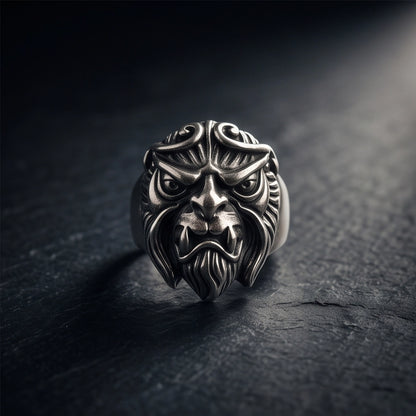 Celestial Sunburst Guardian Lion Ring