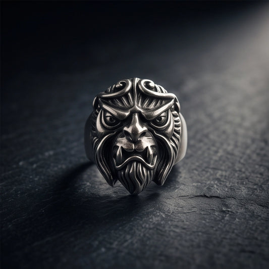 Celestial Sunburst Guardian Lion Ring