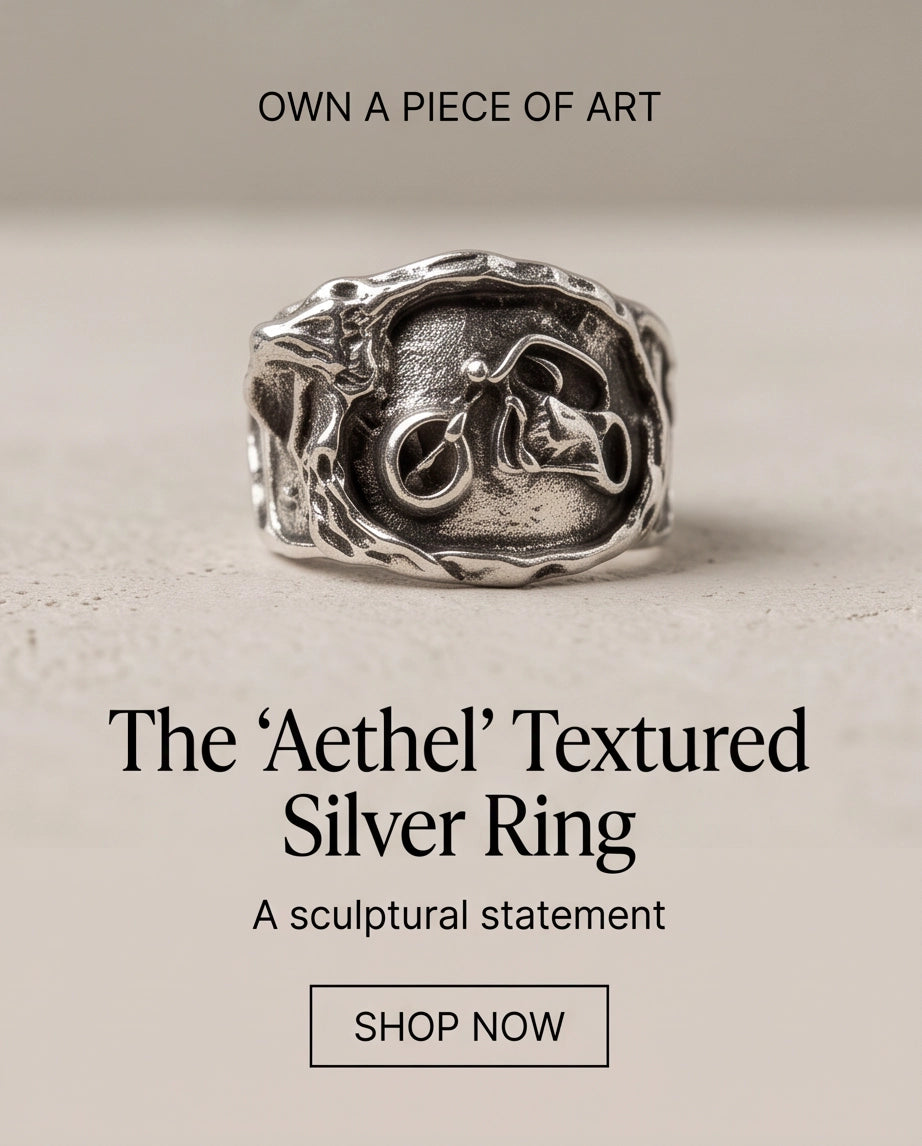 Sculptural Motorcycle Oxidized Silver Ring