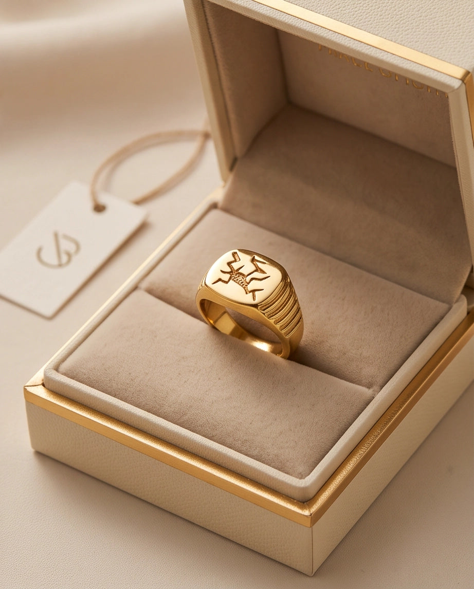 Fractured Mosaic Gold Signet Ring