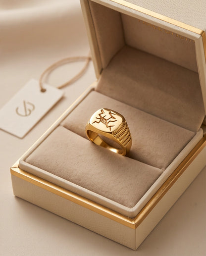 Fractured Mosaic Gold Signet Ring