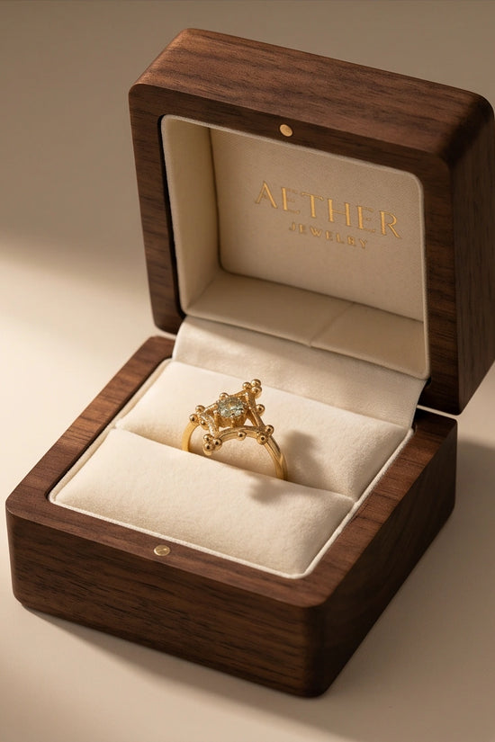 Vintage Gold Geometric Lattice Solitaire Ring