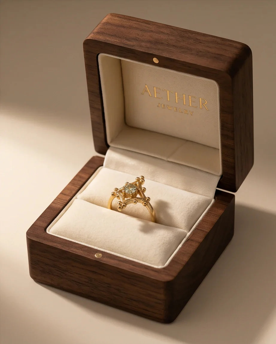 Vintage Gold Geometric Lattice Solitaire Ring