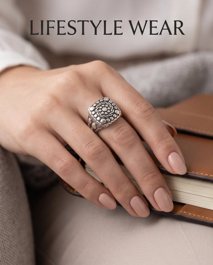 Constellation Studded Cushion Signet Ring