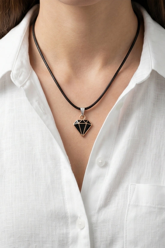 Gold and Black Geometric Diamond Necklace