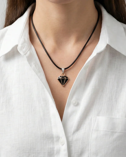 Gold and Black Geometric Diamond Necklace