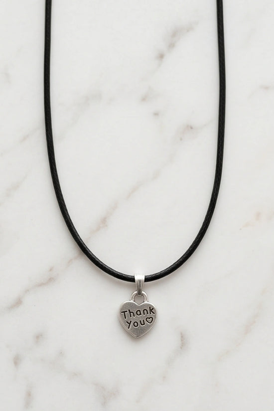 Silver Engraved Thank You Heart Necklace