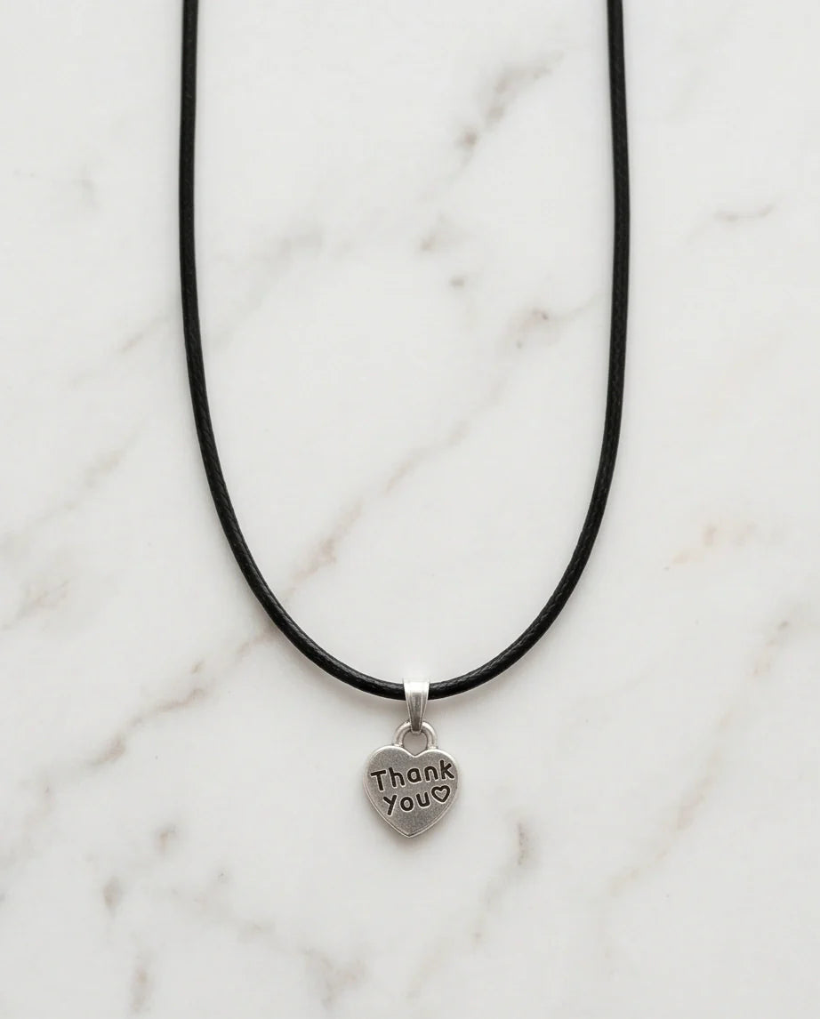 Silver Engraved Thank You Heart Necklace