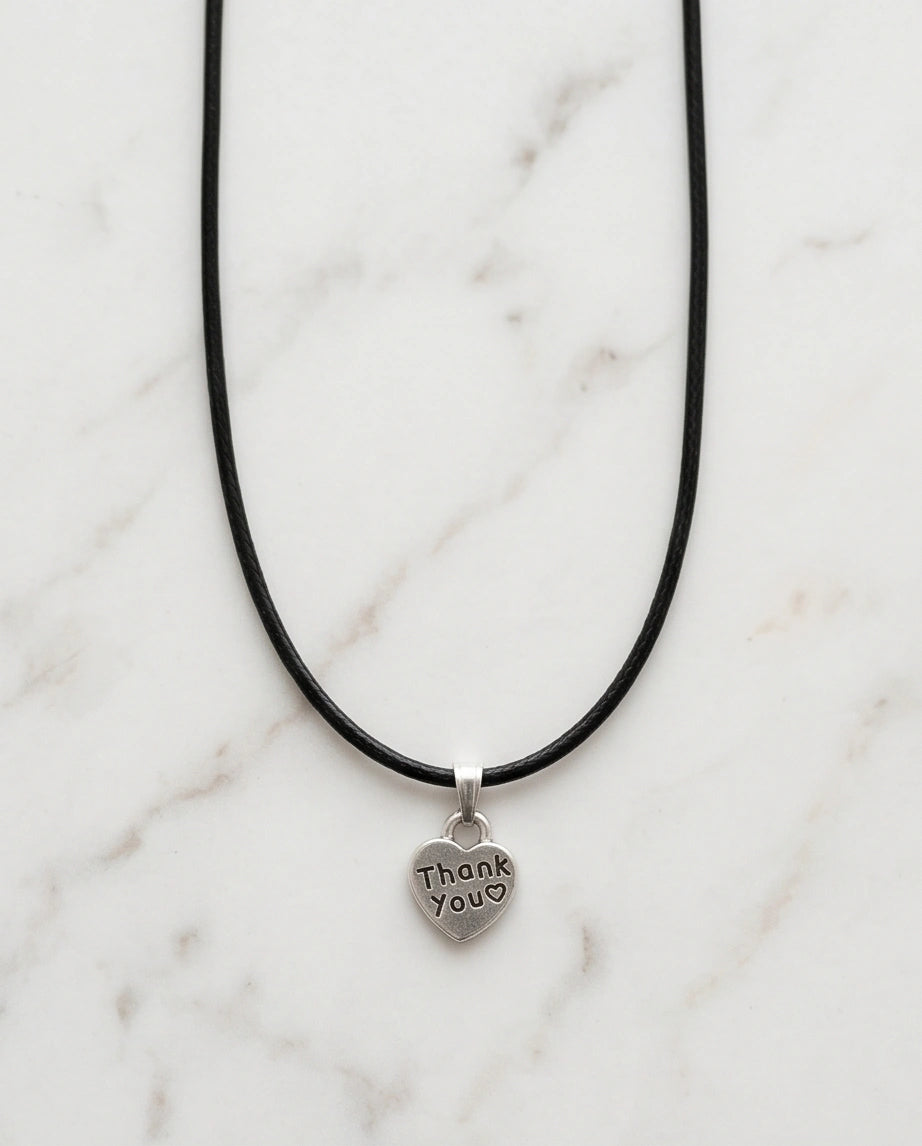 Silver Engraved Thank You Heart Necklace