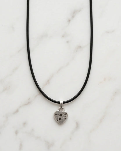Silver Engraved Thank You Heart Necklace