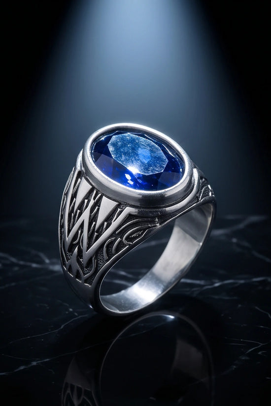 Imperial Sapphire Vertex Silver Ring