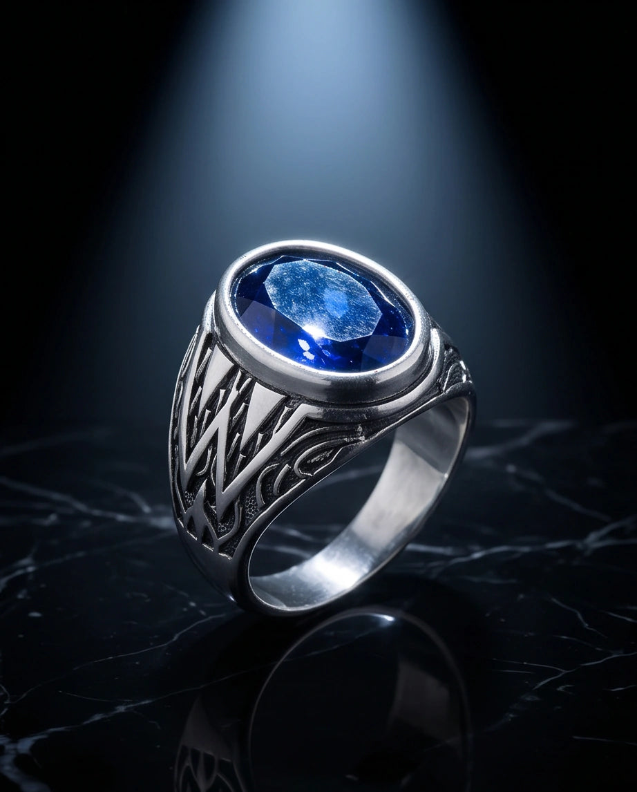 Imperial Sapphire Vertex Silver Ring