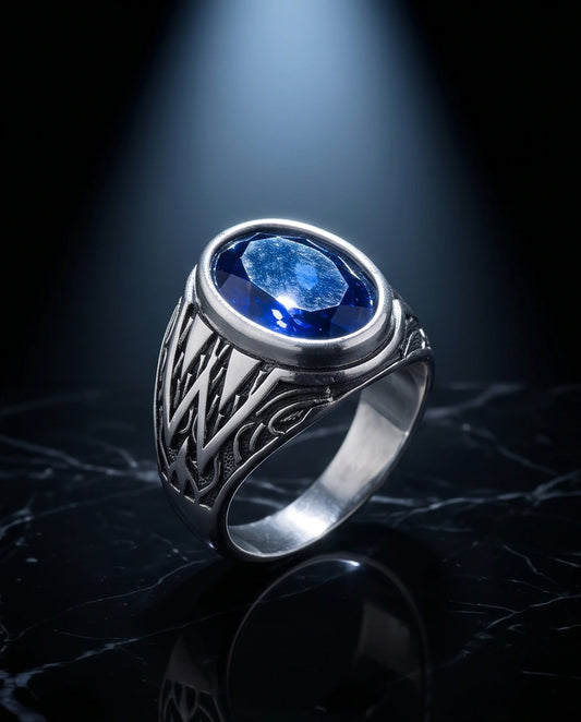 Imperial Sapphire Vertex Silver Ring