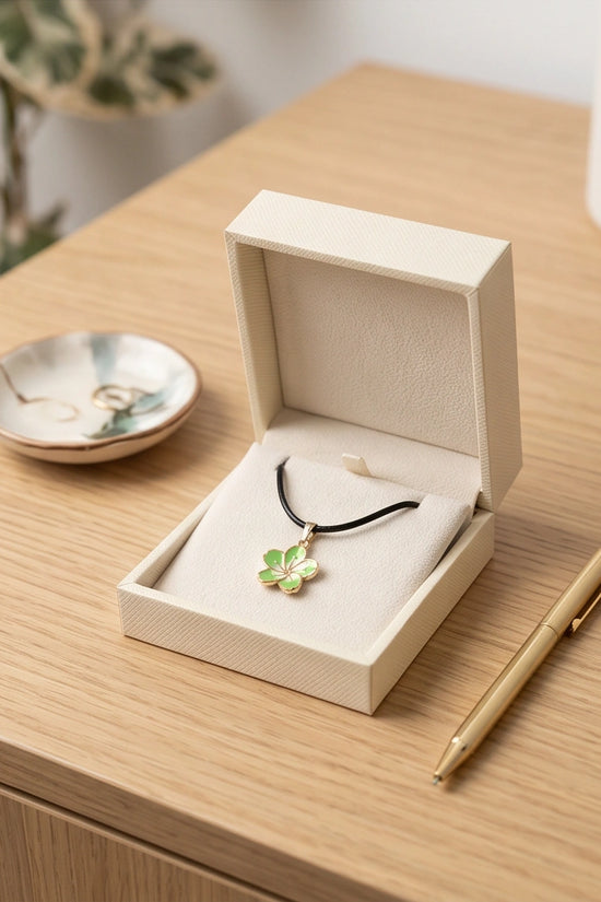 Gold and Light Green Blossom Necklace