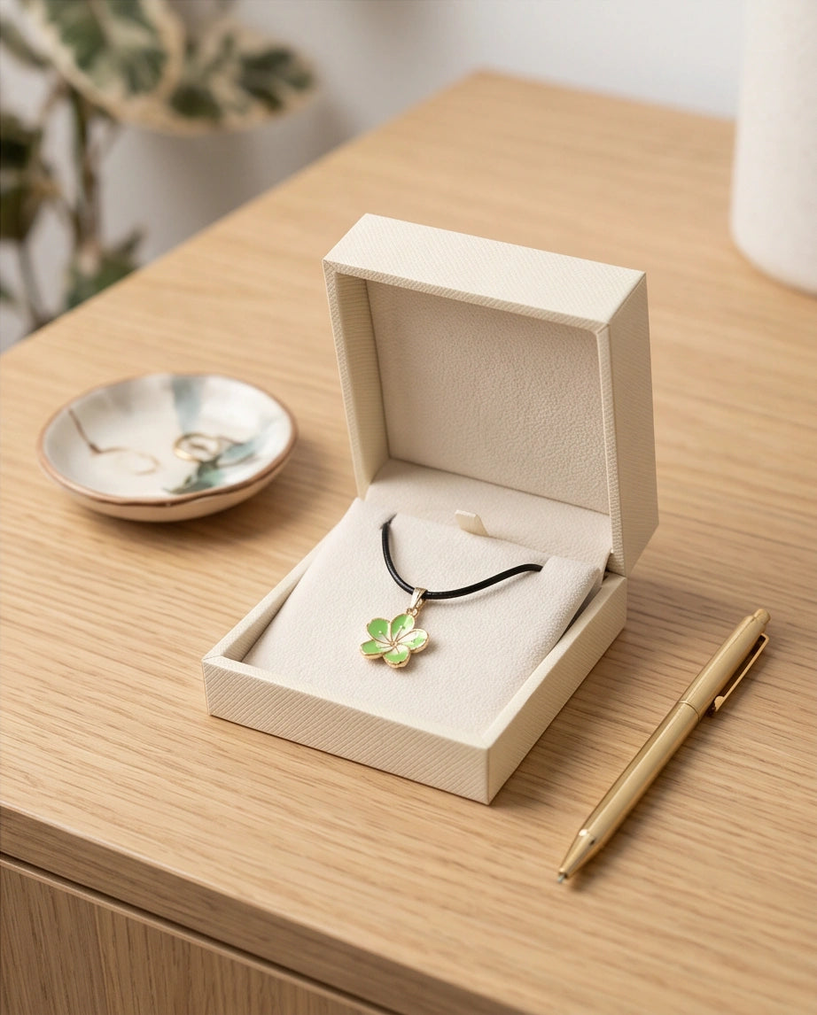 Gold and Light Green Blossom Necklace