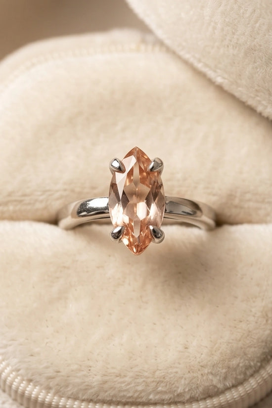 Sterling Silver Champagne Marquise Cut Solitaire Ring
