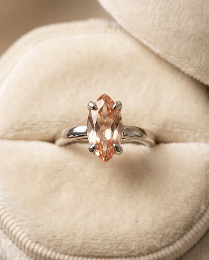 Sterling Silver Champagne Marquise Cut Solitaire Ring