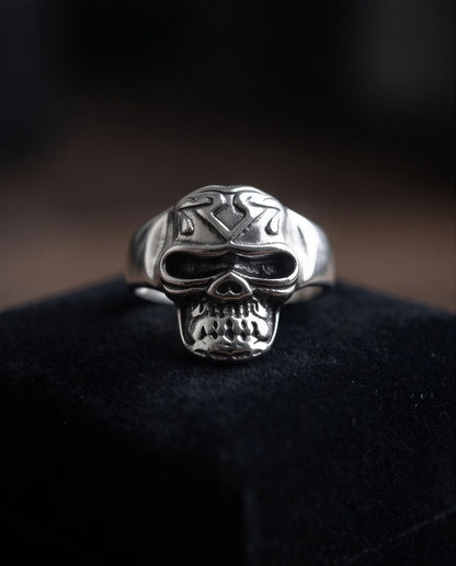 Geometric Crest Skull Ring