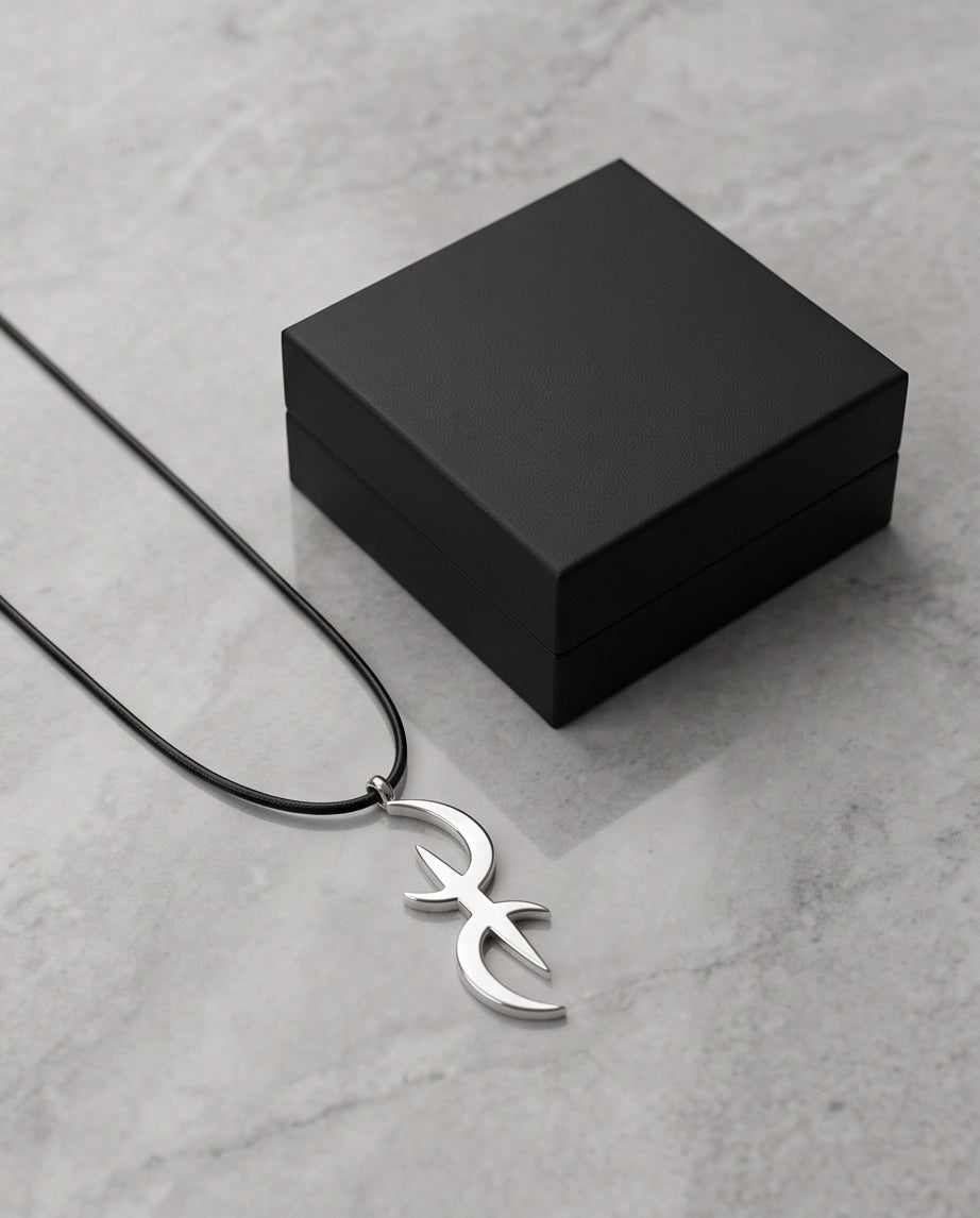 Silver Amazigh Yaz Symbol Cord Necklace